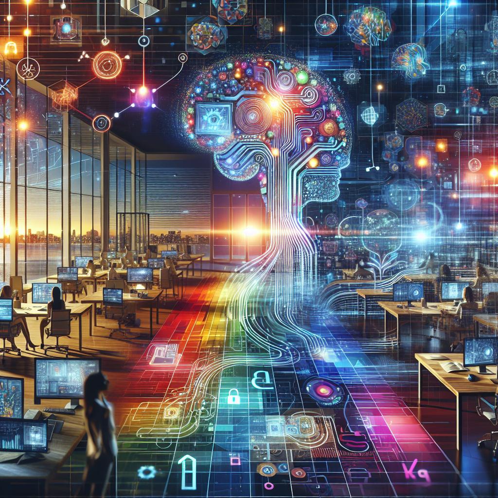 Idea 4 industry revolution in AI startup scene with futuristic, vibrant elements.