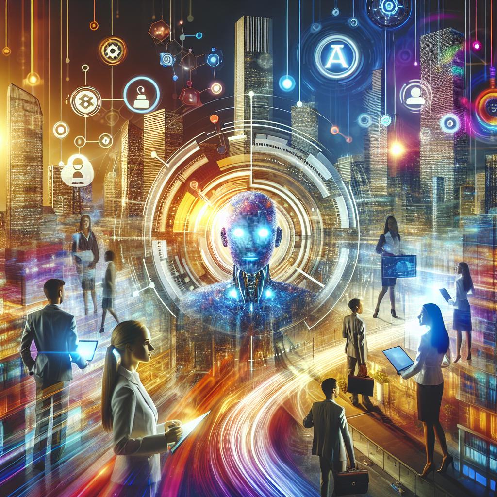 Futuristic cityscape with AI transforming business ideas to venture into a new era of innovation.