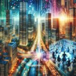 Entrepreneur GPT influences AI startup culture in a neon-lit futuristic cityscape.