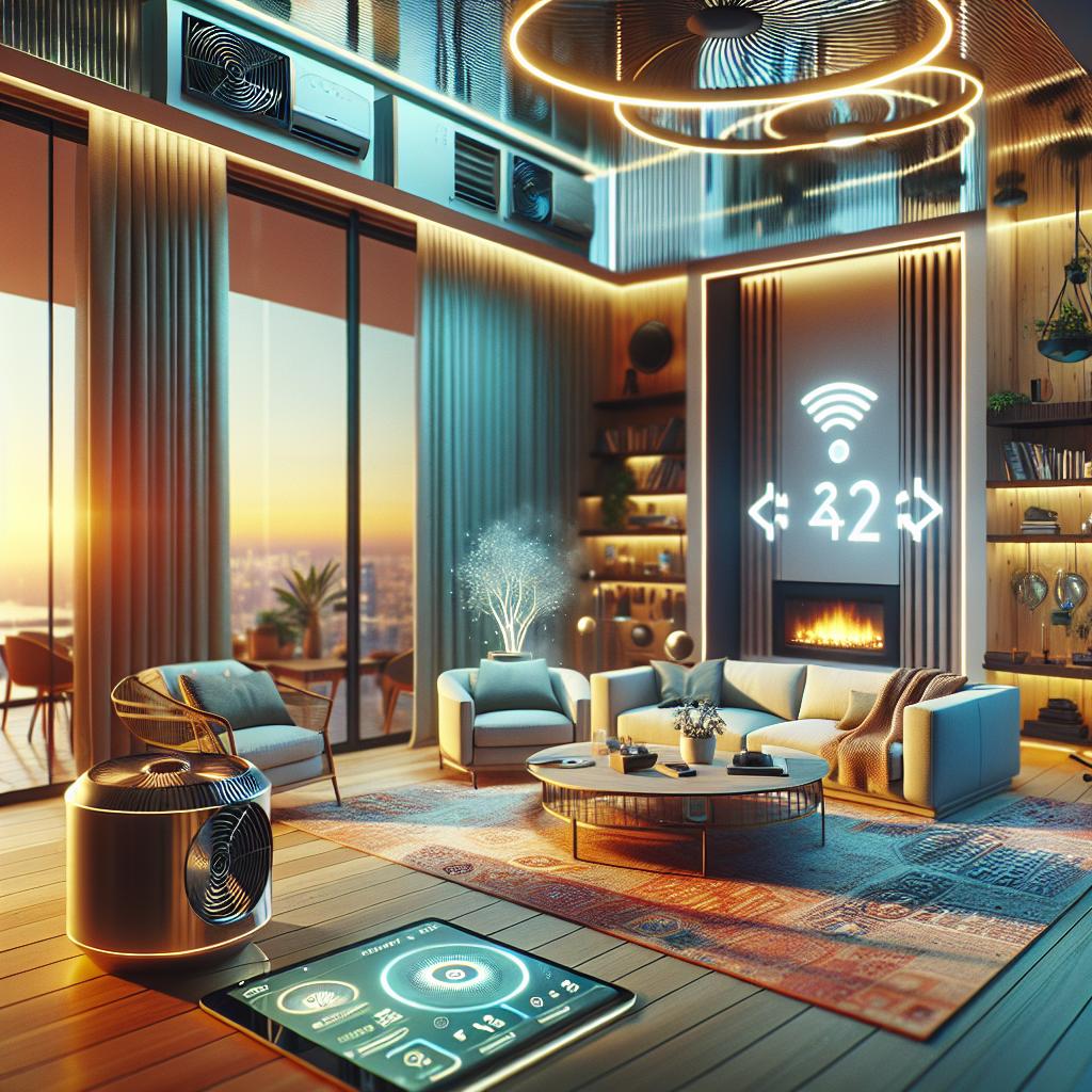 Modern home interior with AI-powered vent improving comfort in a cozy setting.