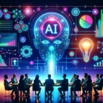 Best free AI business plan generator interface with vibrant, futuristic startup theme.