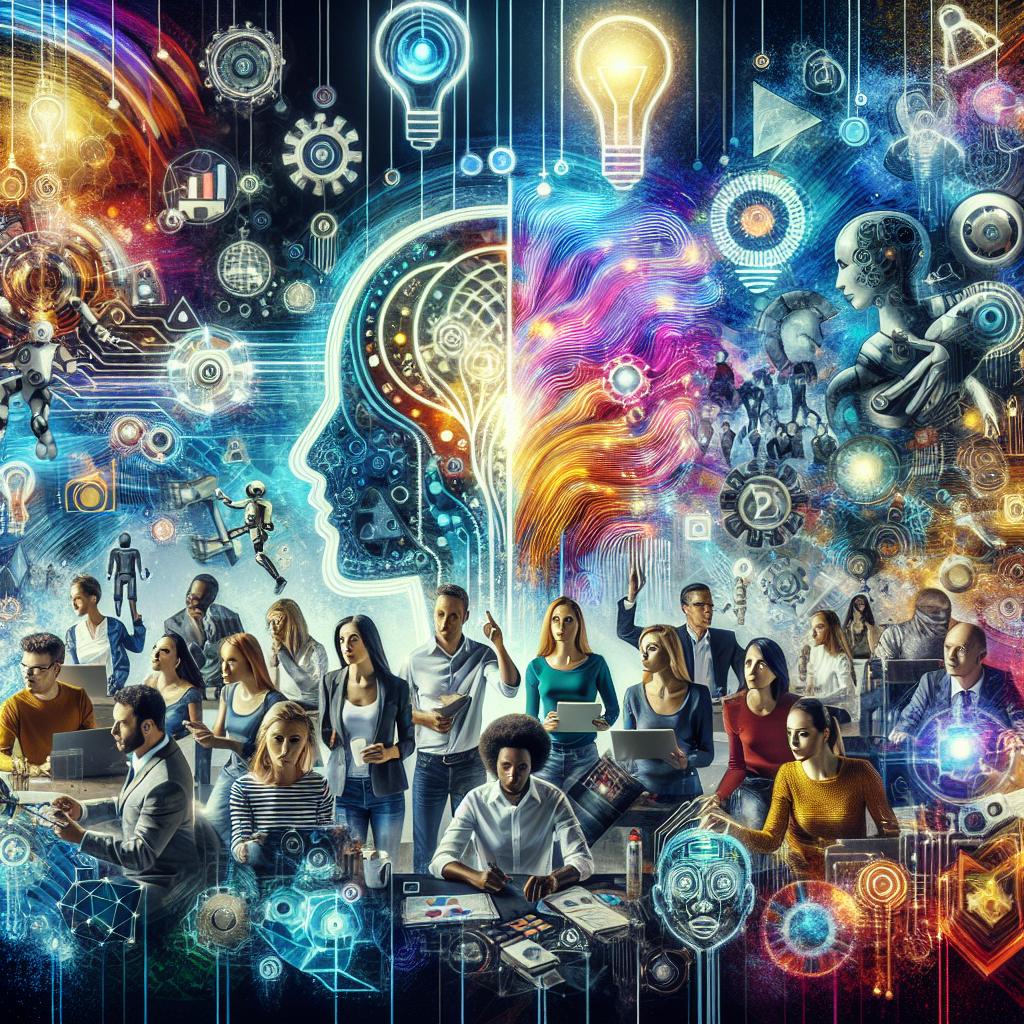 Futuristic AI-themed image showcasing best new entrepreneur ideas in a vibrant, innovative setting.