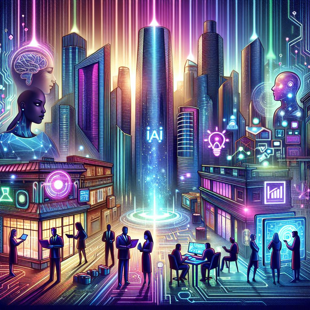 Futuristic cityscape blending AI and tradition, symbolizing a business idea in 2023.